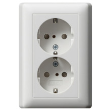 Gira 078327 2-fach-SCHUKO-Steckdose SP + Vollplatte System 55 Reinweiß m