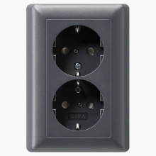 Gira 078328 2-fach-SCHUKO-Steckdose SP + Vollplatte System 55 Anthrazit