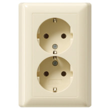 Gira 078801 2-fach-SCHUKO Vollplatte ohne Befestigungskrallen STK Standard 55 Cremeweiß