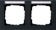 Gira 109209 Abdeckrahmen 2-fach waagerecht Beschriftungsfeld Gira E2 Schwarz m