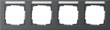 Gira 109423 Abdeckrahmen 4-fach waagerecht Beschriftungsfeld Gira E2 Anthrazit
