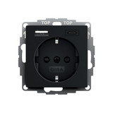 Gira 2459005 SCHUKO SP USB-Spannungsversorgung 2-fach Typ A/C System 55 Schwarz m