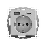 Gira 2459015 SCHUKO SP USB-Spannungsversorgung 2-fach Typ A/C System 55 Grau m