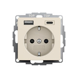 Gira 245901 SCHUKO SP USB-Spannungsversorgung 2-fach Typ A/C System 55 Cremeweiß