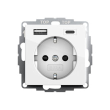 Gira 245903 SCHUKO SP USB-Spannungsversorgung 2-fach Typ A/C System 55 Reinweiß