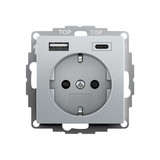Gira 245926 SCHUKO SP USB-Spannungsversorgung 2-fach Typ A/C System 55 F Alu