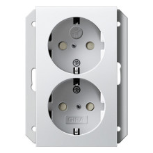 Gira 273103 2-fach-SCHUKO-Steckdose SP für UP-Dose 1-fach System 55 Reinweiß