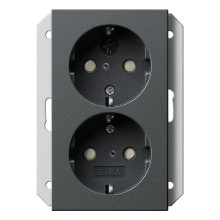 Gira 273128 2-fach-SCHUKO-Steckdose SP für UP-Dose 1-fach System 55 Anthrazit
