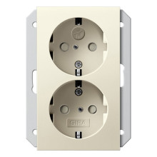 Gira 273501 2-fach-SCHUKO-Steckdose SP für UP-Dose 1,5-fach System 55 Cremeweiß