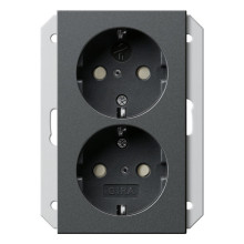 Gira 273528 2-fach-SCHUKO-Steckdose SP für UP-Dose 1,5-fach System 55 Anthrazit