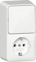 Gira 417613 Kombi Aus-Wechselschalter/SCHUKO senkrecht + Montageplatte AP Reinweiß