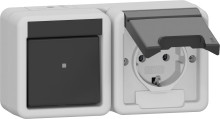 Gira 417730 Kombi Aus-Wechselschalter/SCHUKO-Steckdose waagerecht KD WG AP Grau