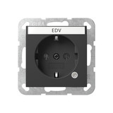 Gira 4452005 SCHUKO-Steckdose Kontroll + Beschriftungsfeld System 55 Schwarz m
