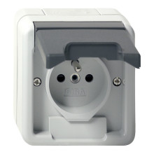 Gira 448530 Steckdose Erdstift KD + SP WG AP Grau
