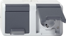 Gira 478130 2-fach-SCHUKO-Steckdose waagerecht KD WG AP Grau