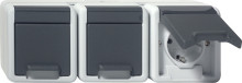 Gira 478930 3-fach-SCHUKO-Steckdose waagerecht KD WG AP Grau