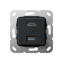 Gira 567810 HDMI USB 3.0 A Kpl. Einsatz Schwarz m