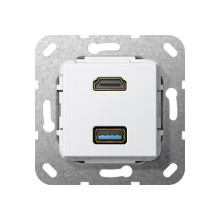 Gira 567903 HDMI USB 3.0 A K-poligeitsche Einsatz Reinweiß