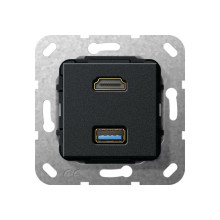 Gira 567910 HDMI USB 3.0 A K-poligeitsche Einsatz Schwarz m