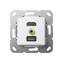 Gira 568003 HDMI USB 3.0 A M-Klinke Kpl. K-poligeitsche Einsatz Reinweiß