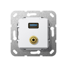 Gira 568703 USB 3.0 A M-Klinke K-poligeitsche Einsatz Reinweiß