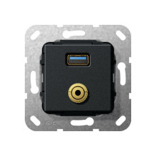 Gira 568710 USB 3.0 A M-Klinke K-poligeitsche Einsatz Schwarz m