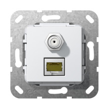 Gira 569703 Modular-Jack RJ45 Cat.6A 10 Gbit SAT-F-Buchse Kpl. Einsatz Reinweiß