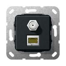 Gira 569710 Modular-Jack RJ45 Cat.6A 10 Gbit SAT-F-Buchse Kpl. Einsatz Schwarz m