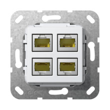Gira 569803 Modular-Jack RJ45 Cat.6A 10 Gbit 4-fach Kpl. Einsatz Reinweiß