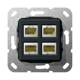 Gira 569910 Modular-Jack RJ45 Cat.6A 10 Gbit 4-fach Einsatz Schwarz m