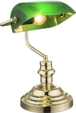 Globo 2491K Antique Tischleuchte E27 Bankerlampe Messing-Grün