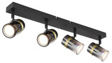 Globo Trabby GU10 Strahler 4-fach 8W Schwarz Matt, Metall Ø6cm 57916-4