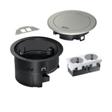 Hager BSR02D01 Installationsdose R02, 2x SCHUKO, Keystone Typ 01 2-f, Metall Klappdeckel silber