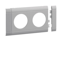 Hager GB080207035 Blende 2-fach Steckdose zu Oberteil 80mm anreihbar halogenfrei lichtgrau