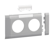 Hager GB080217035 Blende 2-fach Steckdose zu Oberteil 80mm beschriftbar anreihbar hfr lichtgrau