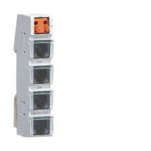 Hager ZZ12LMN04A LMN-Modul mit 4x RJ12-Buchsen, aktiv für Spannungsversorgung 12V, Breite 1 PLE