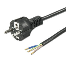 ISOLED Schutzkontakt-Stecker schwarz, 1,5m, lose Kabelenden
