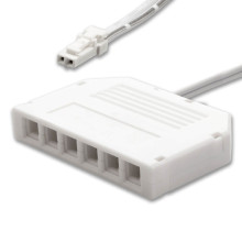 ISOLED MiniAMP 6-fach Verteiler (1 male-Stecker an 6 female-Buchsen), 30cm, 2-polig, weiß, max. 3,5A