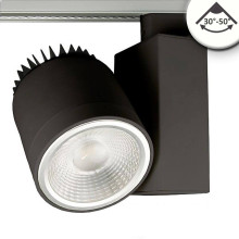ISOLED 3-PH Schienen-Strahler fokussierbar, 36W, 30°-50°, schwarz matt, 4000K, CRI92, DALI dimmbar