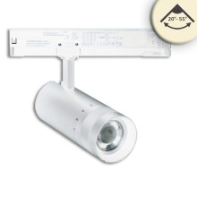 ISOLED 3-Phasen Schienen-Strahler fokussierbar, 24W, 20°-55°, weiß matt, 3000K, DALI dimmbar