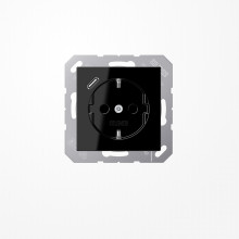 Jung A1520-18CSW SCHUKO-Steckdose 16 A, mit USB-Ladegerät 1xTyp C, SAFETY+, Serie A, schwarz
