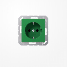 Jung A1520BFKIGN SCHUKO-Steckdose, 16 A 250 V ~, SAFETY+, Thermoplast, Serie A, grün (für SV)