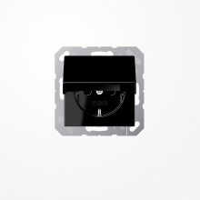 Jung A1520BFKLSW SCHUKO-Steckdose, 16 A 250 V ~, Klappdeckel, Thermoplast, Serie A, schwarz