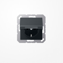 Jung A1520NBFKLANM SCHUKO-Steckdose, 16 A 250 V ~, ohne Krallen, Klappdeckel, Thermoplast lackiert, Serie A, anthrazit matt