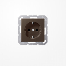 Jung A1521MO SCHUKO-Steckdose, 16 A 250 V ~, Schraubklemmen, Duroplast lackiert, Serie A, mokka