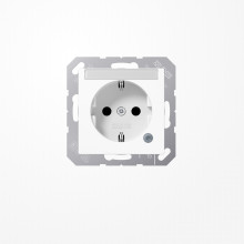 Jung ABA1520BFNAKOWW SCHUKO-Steckdose, 16 A 250 V ~, mit Funktionsanzeige, mit Schriftfeld, SAFETY+, Thermoplast antibakteriell, Serie AS, alpinweiß