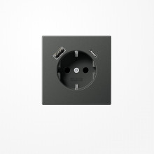 Jung AL1520-15CAAN SCHUKO-Steckdose 16 A 250 V ~, mit USB-Ladegerät 1xTyp A + 1xTyp C, SAFETY+, Serie LS, anthrazit