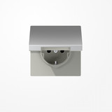 Jung AL1520KL SCHUKO-Steckdose, 16 A 250 V ~, Klappdeckel, Serie LS, Aluminium
