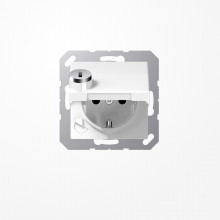 Jung AS1520BFKLSLWW SCHUKO-Steckdose, 16 A 250 V ~, SAFETY+, Klappdeckel, mit Sicherheitsschloss, Thermoplast, Serie AS, alpinweiß