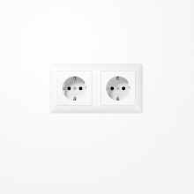 Jung AS1522BFWW Kabelkanal-SCHUKO-Steckdose, 2fach, 16 A 250 V ~, ohne Krallen, Thermoplast, Serie AS, alpinweiß
